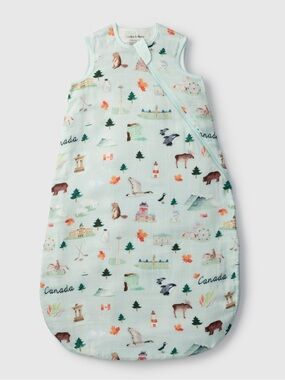 Loulou Lollipop White Woodland Print Muslin Sleep Sack for Babies 6-18m